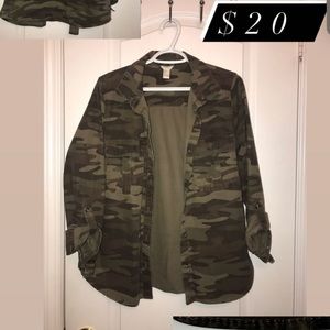 Army green denim jacket